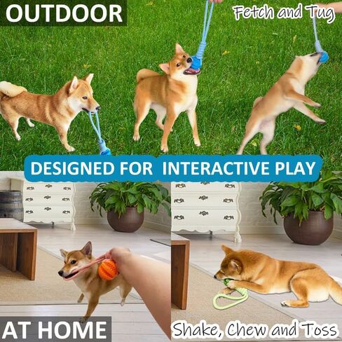 العاب مضغ للكلاب من نيشنج، 3 قطع من العاب كرات الحبل للجلب والشد للسلالات الكبيرة/المتوسطة، لعبة تسنين تفاعلية لتوزيع المكافآت، لعبة مضغ للجراء غير سامة in Kuwait