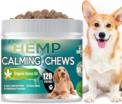 Hemp Calming Chews for Dogs, Dog Calming Treats, 100% Golden Ratio of Natural Ingredients, Composure & Relaxation for Everyday Stress, Separation, Barking in Kuwait
