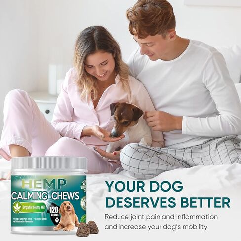 Hemp Calming Chews for Dogs, Dog Calming Treats, 100% Golden Ratio of Natural Ingredients, Composure & Relaxation for Everyday Stress, Separation, Barking in Kuwait