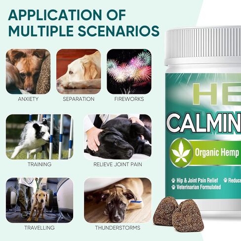Hemp Calming Chews for Dogs, Dog Calming Treats, 100% Golden Ratio of Natural Ingredients, Composure & Relaxation for Everyday Stress, Separation, Barking in Kuwait