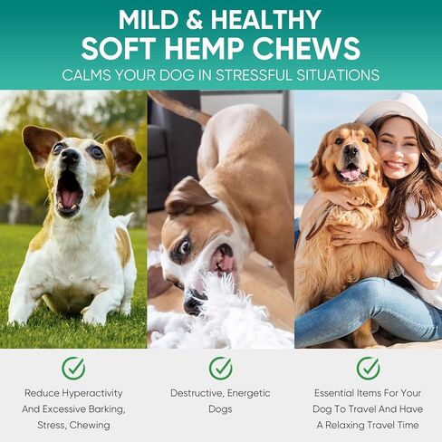 Hemp Calming Chews for Dogs, Dog Calming Treats, 100% Golden Ratio of Natural Ingredients, Composure & Relaxation for Everyday Stress, Separation, Barking in Kuwait