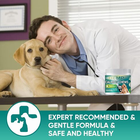 Hemp Calming Chews for Dogs, Dog Calming Treats, 100% Golden Ratio of Natural Ingredients, Composure & Relaxation for Everyday Stress, Separation, Barking in Kuwait