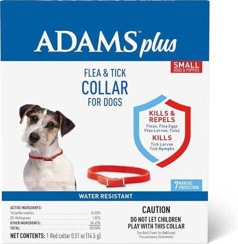 Adams Plus Flea & Tick Collar for Dogs, 7-Month Protection, Adjustable Collar Fits Small Dogs & Puppies, Kills & Repels Fleas, Flea Eggs, Flea Larvae, and Ticks, Kills Tick Larvae and Tick Nymphs in Saudi Arabia