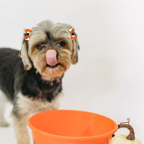 Petunny Halloween Dog Hair Bows - 50Pcs Yorkie Dog Bows Bowknot Fall Autumn Pet Hair Bows with Rubber Bands Handmade Pet Hair Accessories(Random Color) in Saudi Arabia