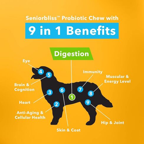 Vetnique Seniorbliss Senior Dog Multivitamin with Glucosamine, Omega 3 Fish Oil, and Probiotics - for Dog Joints, Digestive and Immune Support for Optimal Health (All-in-One Daily Vitamin, 30ct) in Saudi Arabia