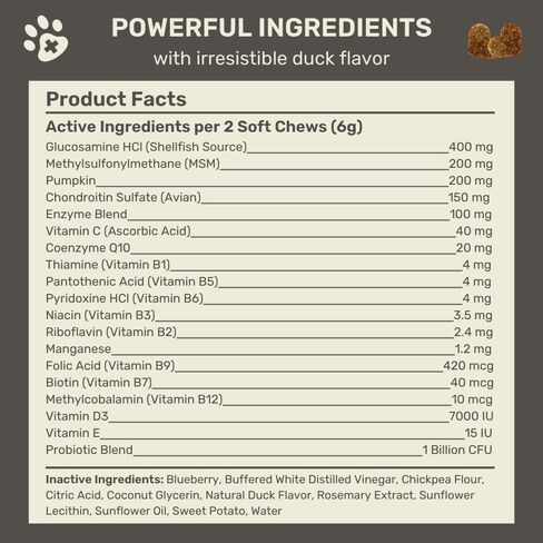 تحافظ الكلاب على مضغ الفيتامينات المتعددة للكلاب - الجلوكوزامين، والكوندرويتين، والبروبيوتيك، وفيتامينات ومكملات الكلاب - دعم مفاصل الكلاب، ومكمل صحة القلب والأمعاء والمناعة - 90 قطعة من الحلوى للكلاب in Kuwait