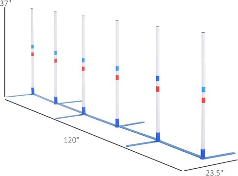 PawHut Agility Weaves Poles, Adjustable Dog Agility Kit Training Course Equipment for Puppy with Storage Bag in Saudi Arabia