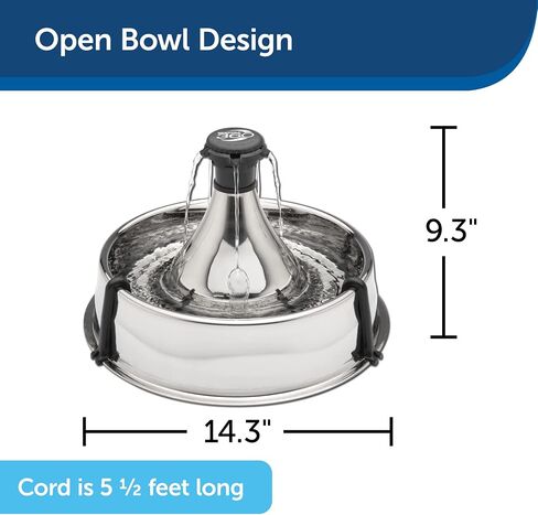 PetSafe Stainless 360 Pet Fountain - 1 Gallon (128 oz) Dog and Cat Water Fountain - Water Filters Remove Hair - Water Dispenser Entices Pets to Drink - Customizable Cat and Dog Water Bowl Dispenser in Saudi Arabia