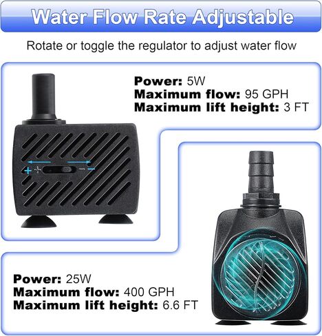 4 عبوات من مضخة مياه غاطسة صغيرة من Dreyoo، قطعتان من المضخات الصغيرة بقدرة 95 جيجا في الساعة 5 وات مع قطعتين من أنابيب بطول 3.3 قدم، وقطعتين من مضخة مياه نافورة بقدرة 400 جيجا في الساعة 25 وات مع 6 فوهات لحوض السمك وخزان الأسماك والبركة والزراعة المائية  in Kuwait