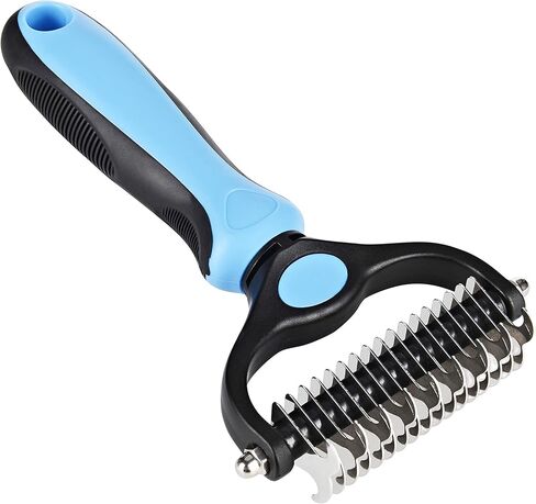Closeep Pet Dematting Tool, 2 Sided Cat Dog Undercoat Rake Deshedding Brush for Removes Loose Knots, Mats and Tangled Hair in Kuwait