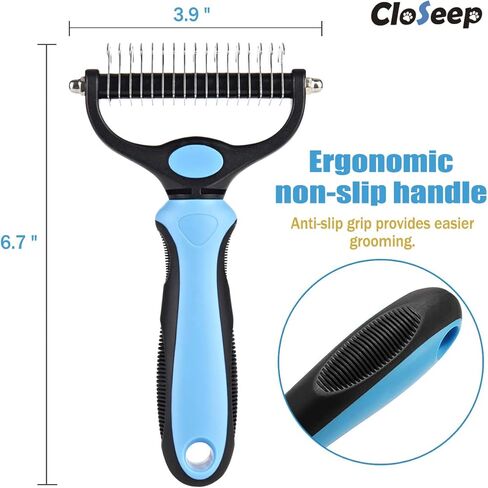 Closeep Pet Dematting Tool, 2 Sided Cat Dog Undercoat Rake Deshedding Brush for Removes Loose Knots, Mats and Tangled Hair in Kuwait