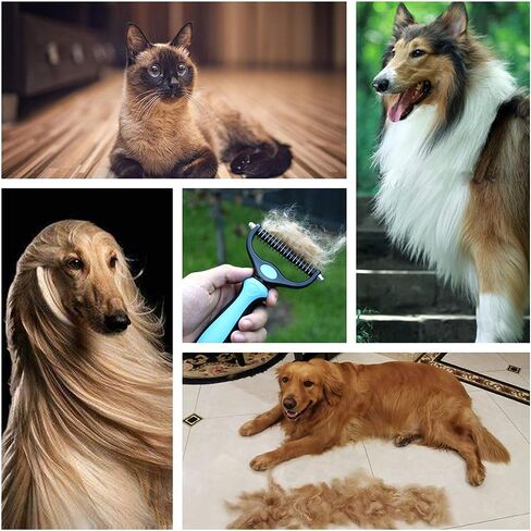 Closeep Pet Dematting Tool, 2 Sided Cat Dog Undercoat Rake Deshedding Brush for Removes Loose Knots, Mats and Tangled Hair in Kuwait