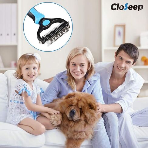 Closeep Pet Dematting Tool, 2 Sided Cat Dog Undercoat Rake Deshedding Brush for Removes Loose Knots, Mats and Tangled Hair in Kuwait