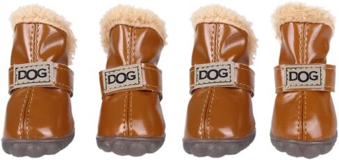 أحذية ZEKOO للكلاب، أحذية أستراليا للحيوانات الأليفة مضادة للانزلاق، شتوية دافئة ومضادة للانزلاق، أحذية رياضية مقاومة للاهتراء (2، بني) in Kuwait