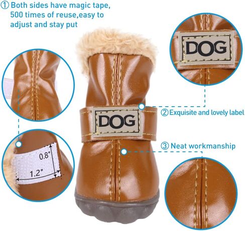 أحذية ZEKOO للكلاب، أحذية أستراليا للحيوانات الأليفة مضادة للانزلاق، شتوية دافئة ومضادة للانزلاق، أحذية رياضية مقاومة للاهتراء (2، بني) in Kuwait