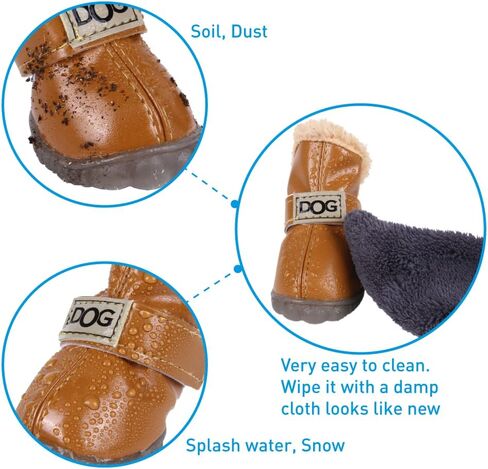 أحذية ZEKOO للكلاب، أحذية أستراليا للحيوانات الأليفة مضادة للانزلاق، شتوية دافئة ومضادة للانزلاق، أحذية رياضية مقاومة للاهتراء (2، بني) in Kuwait