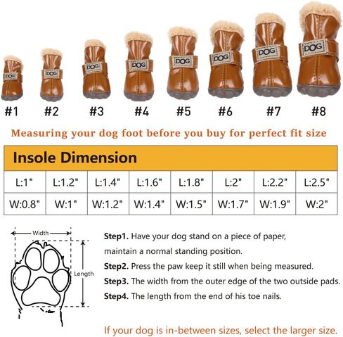 أحذية ZEKOO للكلاب، أحذية أستراليا للحيوانات الأليفة مضادة للانزلاق، شتوية دافئة ومضادة للانزلاق، أحذية رياضية مقاومة للاهتراء (2، بني) in Kuwait