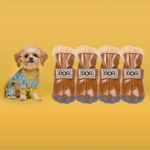 أحذية ZEKOO للكلاب، أحذية أستراليا للحيوانات الأليفة مضادة للانزلاق، شتوية دافئة ومضادة للانزلاق، أحذية رياضية مقاومة للاهتراء (2، بني) in Kuwait