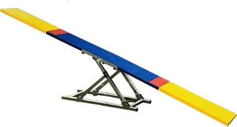 Cool Runners 12' Aluminum and Steel Dog Agility Teeter with Rubber Skin, Blue, Yellow, and Red 2-Part in Kuwait