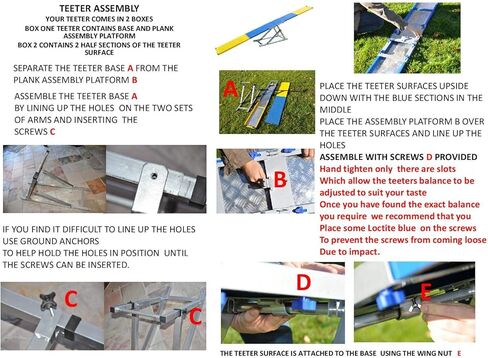 Cool Runners 12' Aluminum and Steel Dog Agility Teeter with Rubber Skin, Blue, Yellow, and Red 2-Part in Kuwait