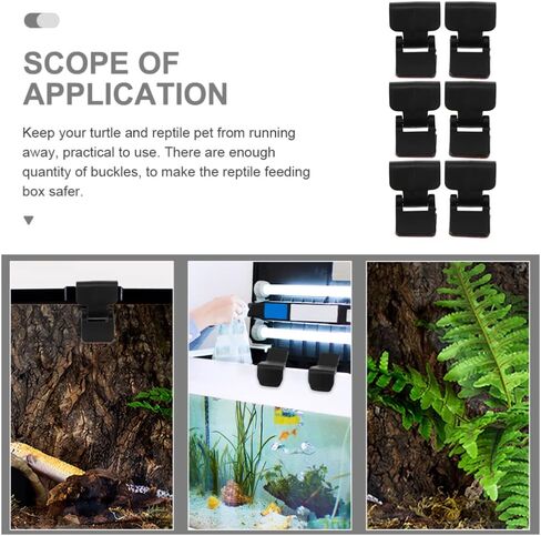 VILLCASE Food Containers Reptile Feeding Tank, 6pcs Plastic Tortoise Breeding Tank Lock Buckle, Glass Turtle Terrarium Lock Buckles Anti-Escape for Aquariums Fish Tank Reptile Box Plastic Containers in Kuwait