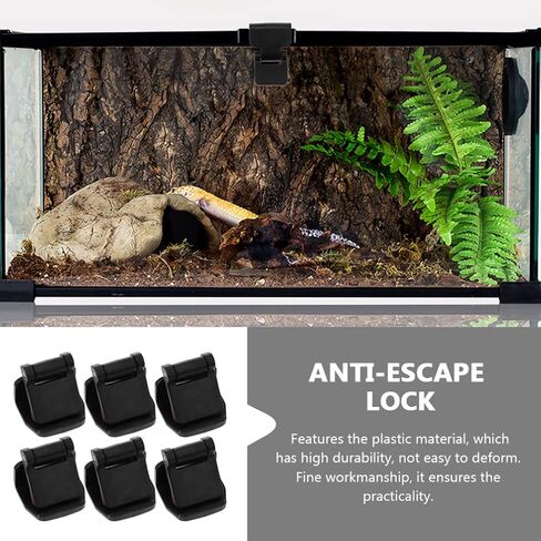 VILLCASE Food Containers Reptile Feeding Tank, 6pcs Plastic Tortoise Breeding Tank Lock Buckle, Glass Turtle Terrarium Lock Buckles Anti-Escape for Aquariums Fish Tank Reptile Box Plastic Containers in Kuwait