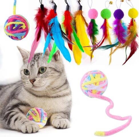 11 قطعة من لعبة عصا القطط القابلة للسحب ورأس بديل، معلقة ألعاب القطط التفاعلية للأماكن المغلقة والقطط الصغيرة تلعب المطاردة والتمرين البدني، ألعاب الألغاز الهريرة المرحة للعقلية in Kuwait