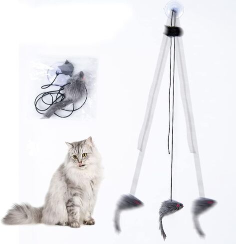 11 قطعة من لعبة عصا القطط القابلة للسحب ورأس بديل، معلقة ألعاب القطط التفاعلية للأماكن المغلقة والقطط الصغيرة تلعب المطاردة والتمرين البدني، ألعاب الألغاز الهريرة المرحة للعقلية in Kuwait