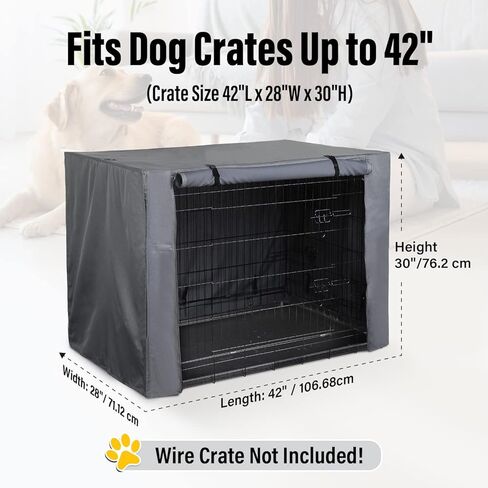 Durable Dog Crate Cover-Water Resistant Breathing Lightweight 600D Polyester Fits for 36 42 48 Inches Wire Pet Kennel Covers (42 Inch) in Kuwait