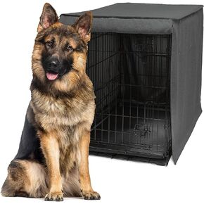 Friends Forever Metal Dog Crate Cover 30 inch, Wire Dog Kennel Cover w/Light Blocking Protective Curtain, Dog Cage Cover w/Roller Shades, Machine Washable, Trucker Black in Kuwait
