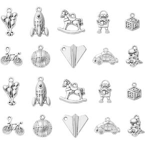 LiQunSweet 100 Pcs 10 Styles Antique Punk Nautical Rudder Compass Charms Mixed Ship Wheel Navigation Sailor Anchor with Helm Charms for DIY Findings