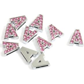 uxcell 10 Piece Plastic Rhinestone Dog Cat Pets Collar Charm Slide Letter A, Pink in Saudi Arabia