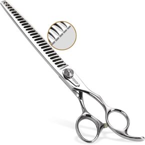 Professional Thinning Shears for Dogs with Micro Serrated Edge 7 inch Chunkers Dog Grooming Scissors Chunkers Shears Japan 440C 70% Thinning Rate 21 Teeth(7in)