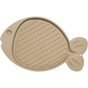 Loving Pets Bella Spill-Proof Fish-Shaped Mat for Cats, Tan