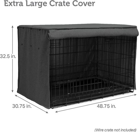 Friends Forever Metal Dog Crate Cover 30 inch, Wire Dog Kennel Cover w/Light Blocking Protective Curtain, Dog Cage Cover w/Roller Shades, Machine Washable, Trucker Black in Kuwait