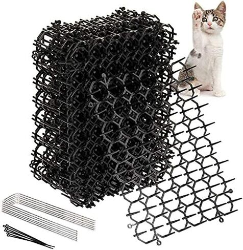 Oceanpax 12 Pack 8.5 X 6.5 Inch Square Cat Scat Mats for Cats with Spikes, Prickle Strips from Digging Cat Deterrent Outdoor Include 6 Staples and 6 Zip Ties in Saudi Arabia