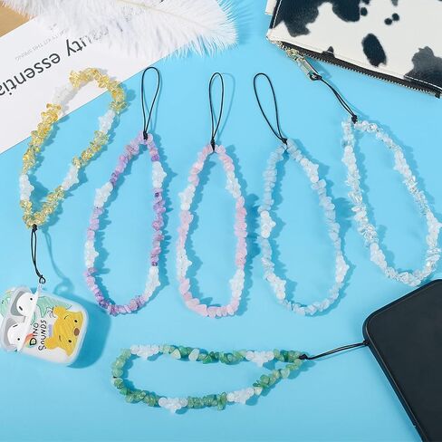 BEACE Star حلية هاتف / حزام سلسلة للنساء والفتيات - حافظة هاتف خلوي - حبل قصير - حزام معصم - أحجار كريمة طبيعية - سحر لحافظة Airpods - سلسلة مفاتيح in Kuwait