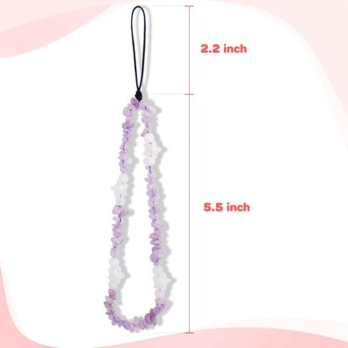 BEACE Star حلية هاتف / حزام سلسلة للنساء والفتيات - حافظة هاتف خلوي - حبل قصير - حزام معصم - أحجار كريمة طبيعية - سحر لحافظة Airpods - سلسلة مفاتيح in Kuwait