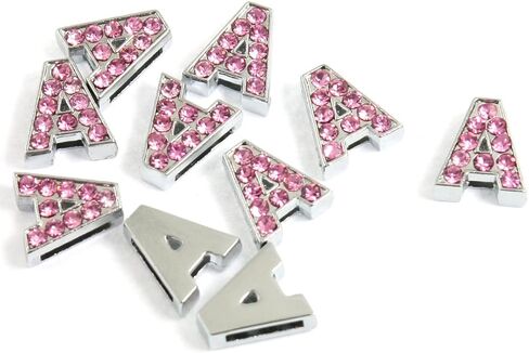 uxcell 10 Piece Plastic Rhinestone Dog Cat Pets Collar Charm Slide Letter A, Pink in Saudi Arabia