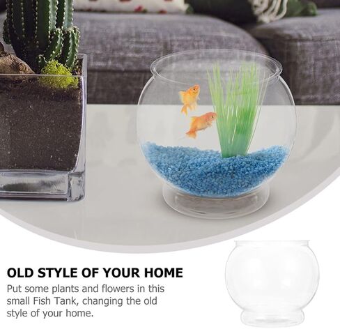 وعاء فقاعات زجاجي، أوعية اللبلاب البلاستيكية، حوض أسماك صغير، وعاء سمك، وعاء بلاستيكي مستدير، حوض سمك غير قابل للكسر، مزهرية شفافة للجوائز، قطع مركزية، لوازم تزيين الحفلات in Kuwait