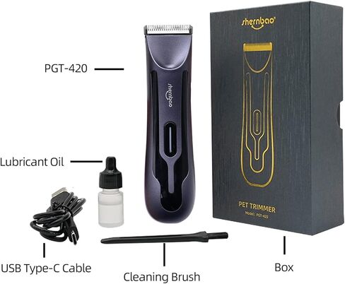 شيرنباو ماكينة حلاقة صغيرة للحيوانات الاليفة، قابلة لاعادة الشحن عبر منفذ USB وسرعتين، ماكينة حلاقة كهربائية هادئة وقابلة للغسل للكلاب والقطط والحيوانات، مع شفرة قابلة للفصل in Kuwait