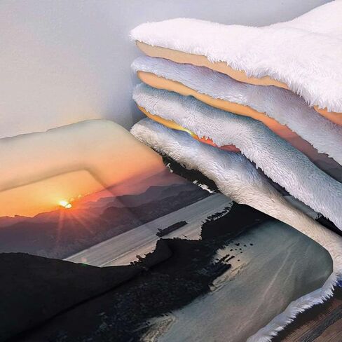 Burnt Orange Black Pet Warm Mat Winter Dog Sleeping Pad Panorama Sunset Scenery Soft Flannel Thickened Pet Soft Fleece Pad Pet Bed Mat Africa 14" x 18" in Saudi Arabia