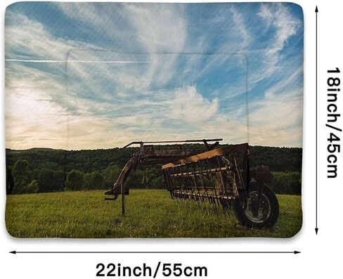 Green Brown Extra Warm Pet Pad for Indoor Outdoor Pets Barn Wood Wagon Wheel Old Prairie Cart Pet Bed Pad Reversible Self-Warming Sofa Mat Countryside 14" x 18" in Saudi Arabia