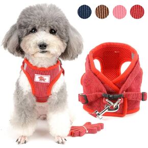Zunea Small Dog Harness and Leash Set No Pull Adjustable Reflective Step-in Puppy Boy Girl Vest Harnesses Soft Corduroy Mesh Padded for Pet Dogs Cats Chihuahua Blue XS