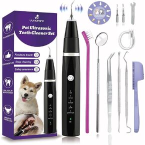 Dog Teeth Cleaning Kit-Dog Tooth Plaque Remover-Ultimate Pet Dental Care Kit - Ultrasonic Teeth Cleaner and Plaque Remover for Dogs | Complete Oral Hygiene Solution-Black