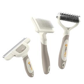 Professional Long-Haired Dog and Cat Grooming Kit - Deshedding and Slicker Brush Set 3 in 1 Gift Box for Long Hair Pets in Saudi Arabia