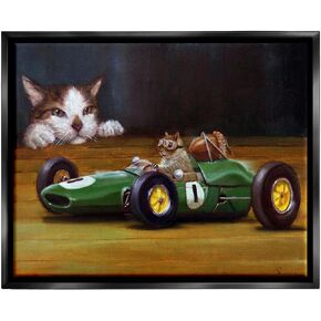 Stupell Industries Funny Squirrel in Race Car Black Framed Floater Canvas Wall Art Design by Lucia Heffernan in Saudi Arabia