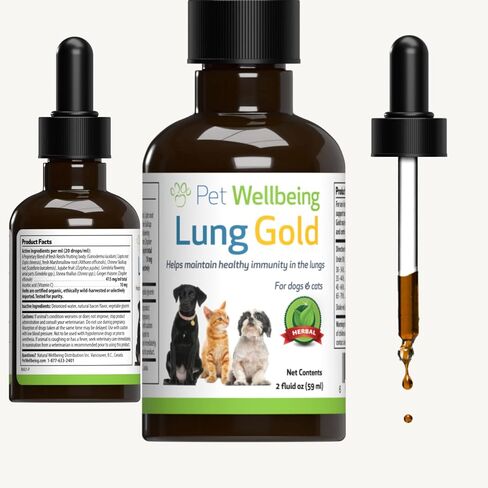 Pet Wellbeing Lung Gold للكلاب - تركيبة بيطرية - دعم مناعة الرئة والجهاز التنفسي، خطوط جوية مفتوحة، سهولة التنفس - مكمل عشبي طبيعي 2 أونصة (59 مل) in Kuwait