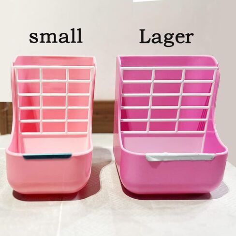 HERCOCCI Rabbit Hay Food Bin Feeder and Bunny Water Bottle Set, Hay Food Feeder Bowls Manger Rack with 500ml Hanging Water Dispenser Prevent Knock Over for Rabbit Guinea Pig Chinchilla (Large, Pink) in Kuwait