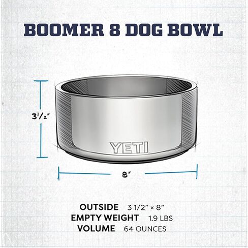 وعاء الكلب YETI Boomer 8، من الفولاذ المقاوم للصدأ، غير قابل للانزلاق، يحمل 64 أونصة، أسود in Kuwait